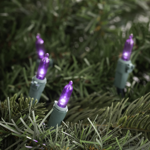 LED Mini Christmas Lights - Purple -33' Green Wire - 100ct