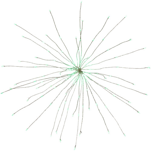 20" LED Lighted Firework Silver Branch Christmas Decoration - Green Lights