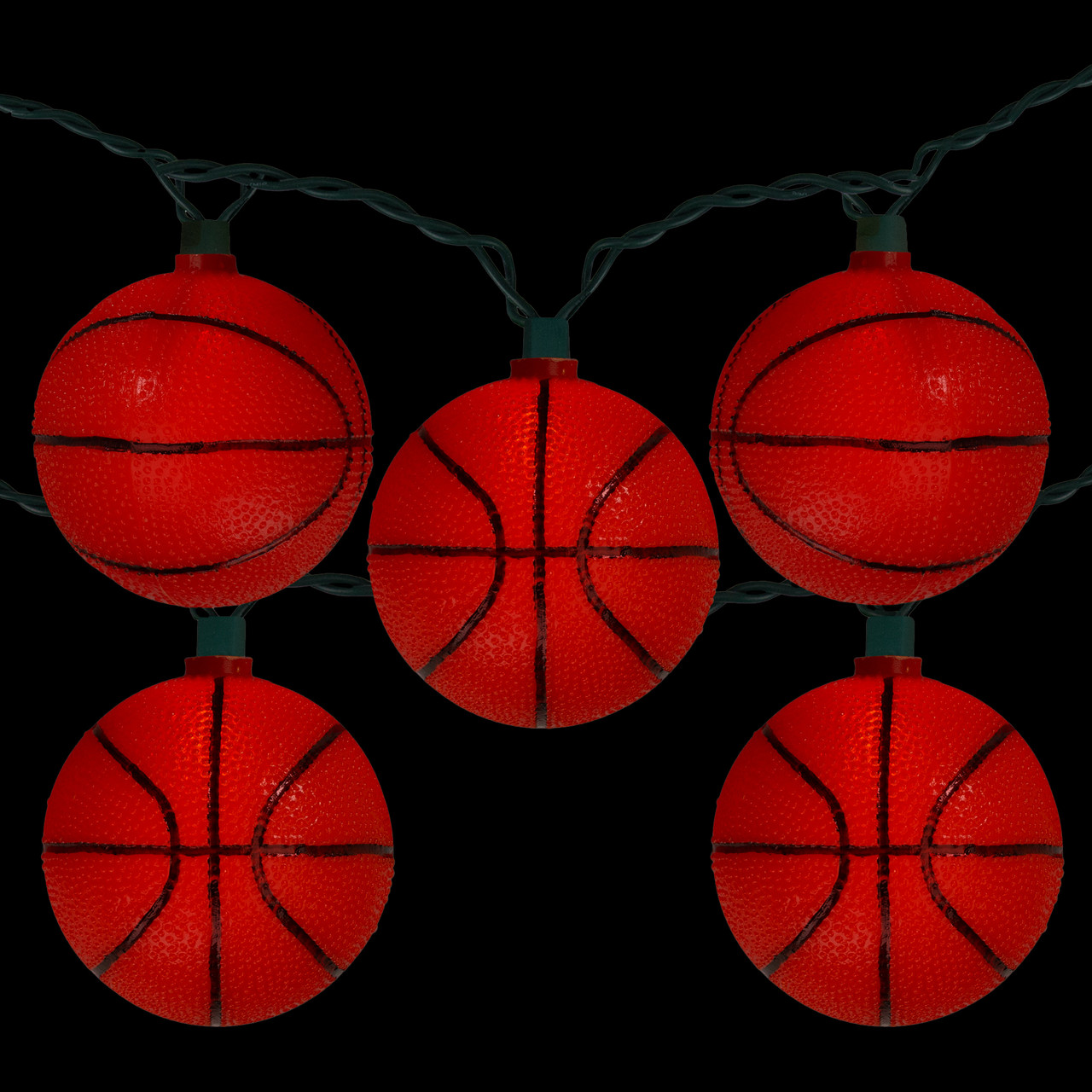 10ct Basketball Sport Christmas Novelty Light Set - 11.5 ft Green Wire