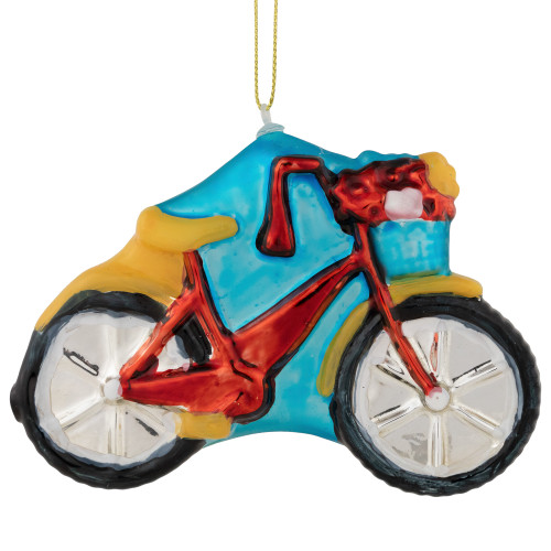 5" Red Bicycle Glass Christmas Hanging Ornament