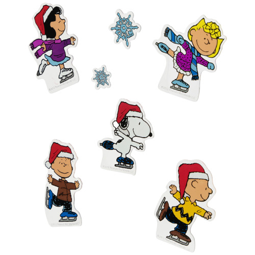 7-Piece Peanuts Characters Ice Skating Christmas Jelz Window Clings