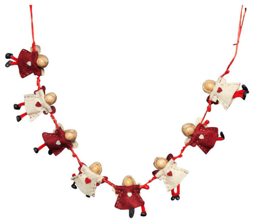4" x 26" Red and Beige Angel Dolls Christmas Garland - Unlit