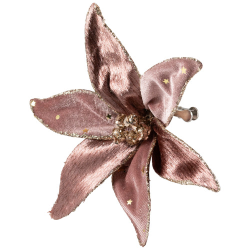 Glittered Flower Christmas Clip-on Ornament - 6"
