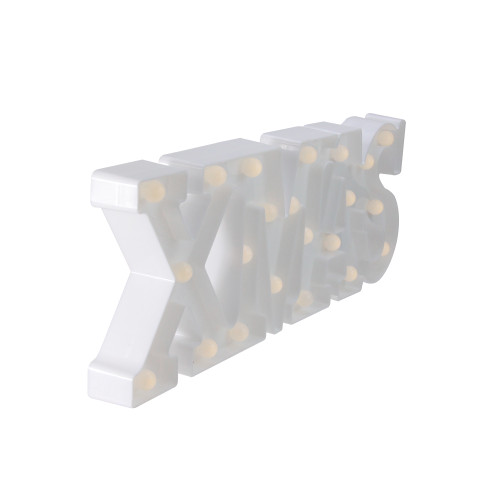 18.5" White Battery Operated LED Lighted XMAS Christmas Marquee Sign