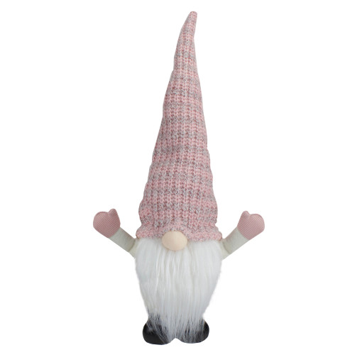 LED Rattan Gnome Christmas Figure - 19" - Warm White Lights - Pink and White