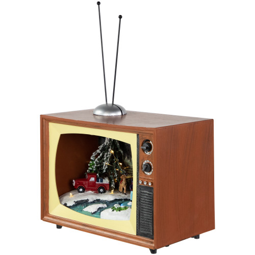 LED Lighted Animated Musical TV with Ice Skating Scene Christmas Display - 9.25"