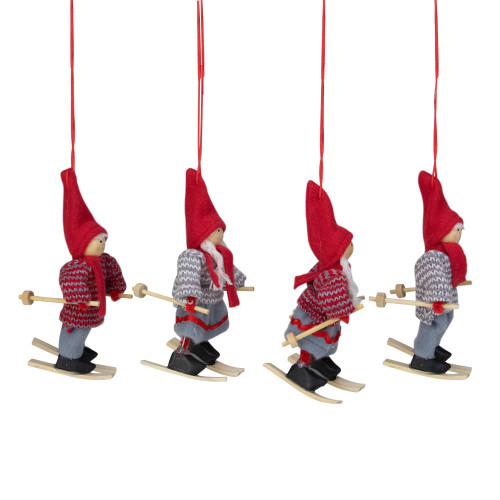 Set of 4 Colorful Holiday Skiing Kids Christmas Ornament Decorations 6"