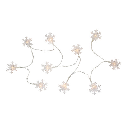 10-Count LED Snowflake Christmas Fairy Lights, 4.25ft, Copper Wire
