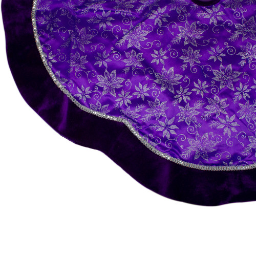 Glittered Floral Christmas Tree Skirt - 48" - Purple and Silver