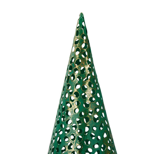Christmas Cone Trees - 16" - Green and Gold - Set of 3
