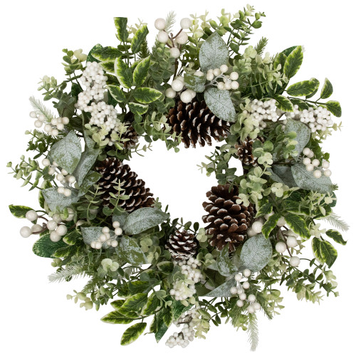 Real Touch?? Frosted Pinecones and Berries Artificial Christmas Wreath - 24" - Unlit