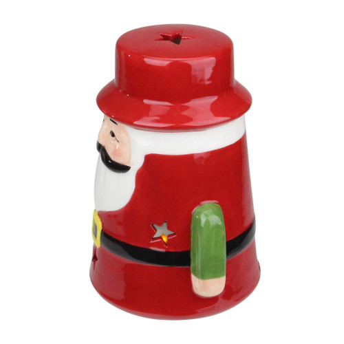 Ceramic Santa Christmas Gnome Tealight Candle Holder - 7.25" - Red