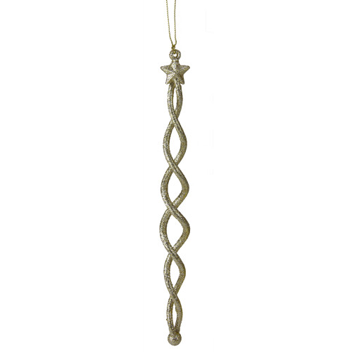 8.75" Gold and Silver Spiral Icicle With a Star Christmas Ornament