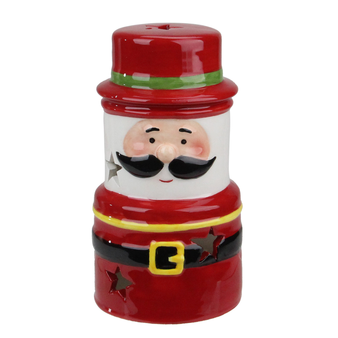 Ceramic Santa Gnome Christmas Tealight Candle Holder - 5.5" - Red