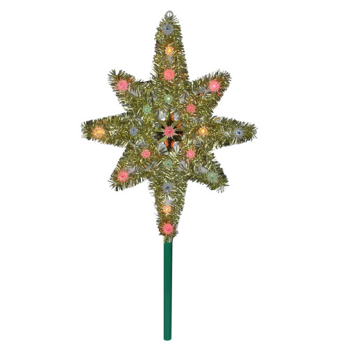 21" Lighted Gold Star of Bethlehem Christmas Tree Topper - Multicolor Lights