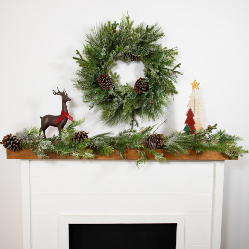 Frosted Mixed Pine and Cedar with Pinecones Artificial Christmas Garland - 5' x 10" - Unlit