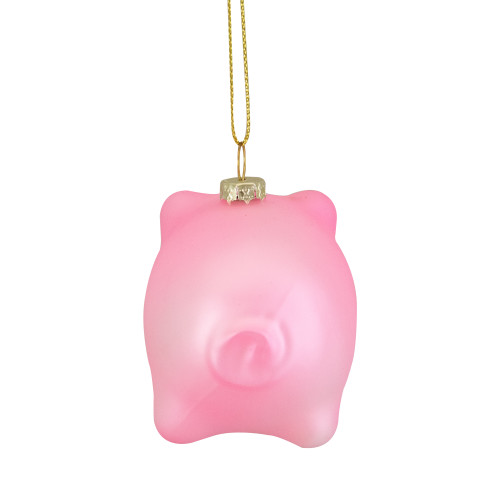 4" Pink Pig Glass Christmas Ornament