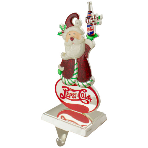 9.75" Silver Plated Pepsi-Cola Santa Claus Christmas Stocking Holder