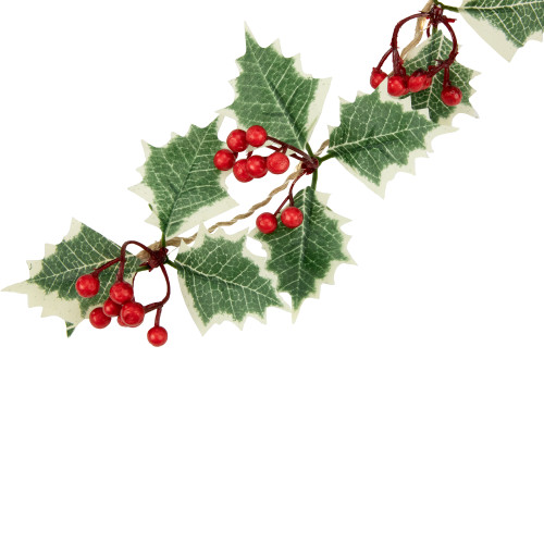 Pre-Lit B/O Holly and Berry Christmas Garland - 3.25' - Warm White LED Lights