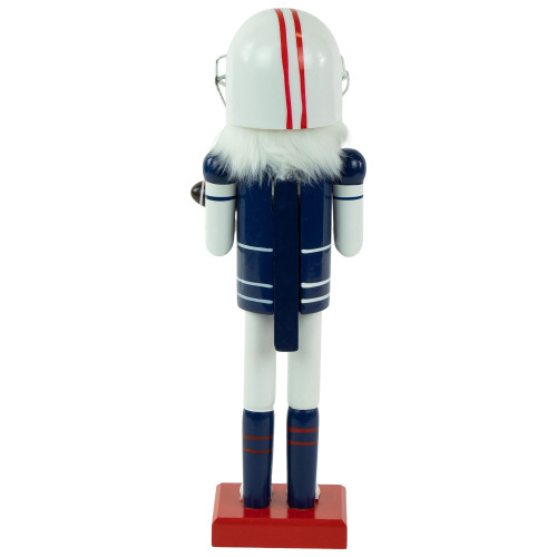 14" Red and White Wooden Christmas Nutcracker Football Player