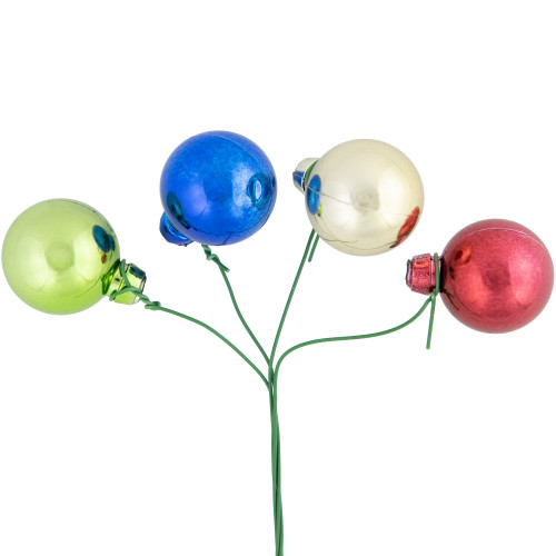 6.75" Multicolor Shatterproof Ball Ornament Christmas Pick
