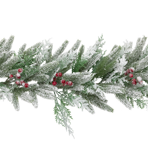 Real Touch?? Flocked Wind River Fir with Berries Artificial Christmas Garland - 7' x 12"  - Unlit
