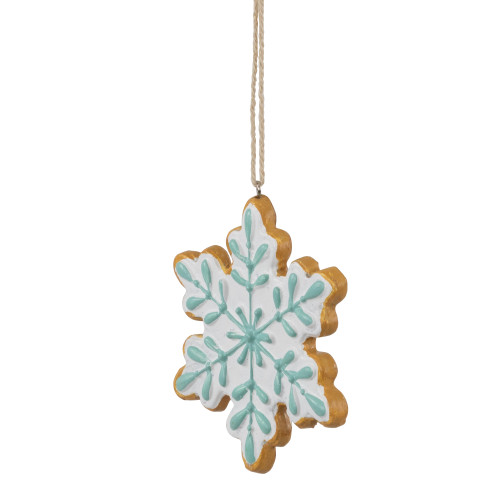 3.75" White and Green Christmas Snowflake Ornament