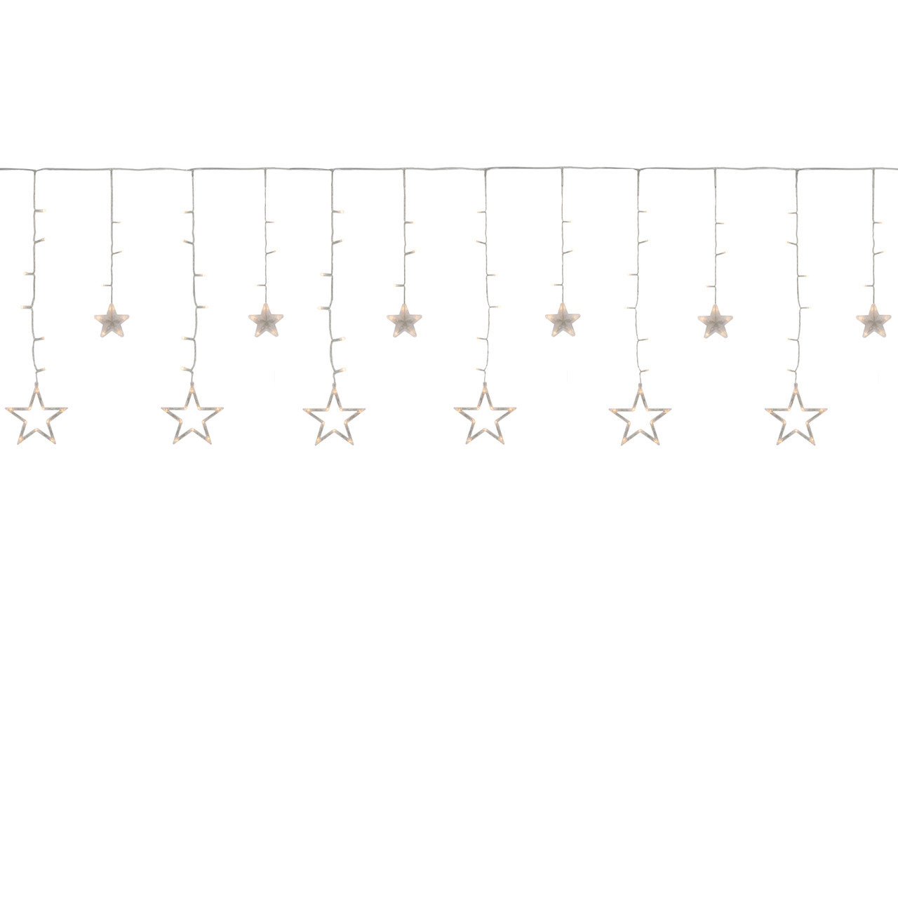 138 Clear LED Star Drop Window Curtain Christmas Lights - 17.75ft Clear Wire