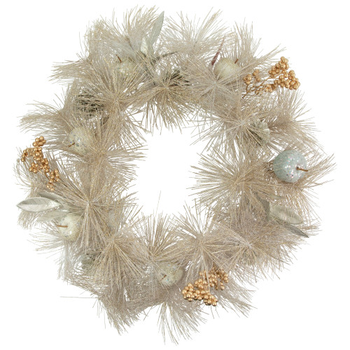 24" Champagne Gold Apple and Pine Needle Artificial Christmas Wreath - Unlit