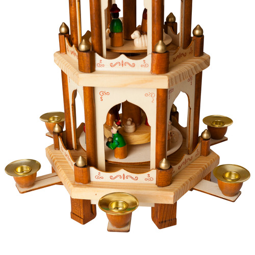 BRUBAKER Wooden Christmas Pyramid - 18 Inches - 3 Tier Carousel - Nativity Play - Designed in Germany
