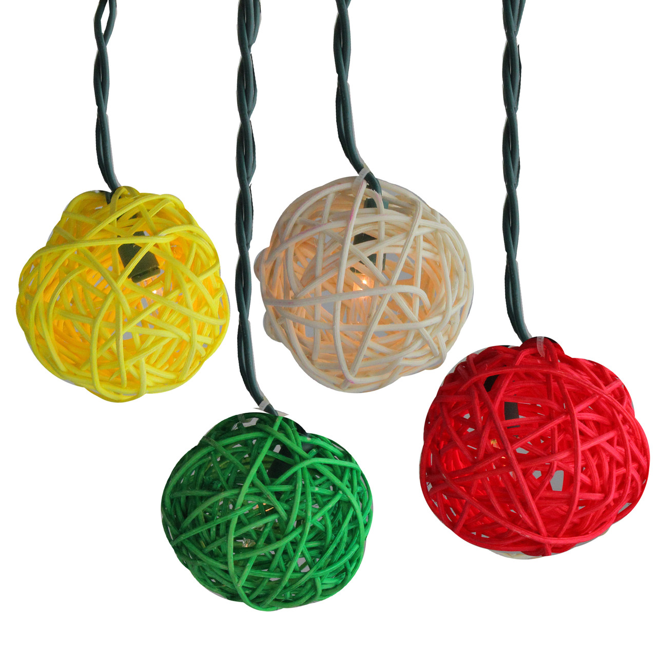 Set of 10 Multi-Colored Clear Ball Party Lights - 3ft White Wire
