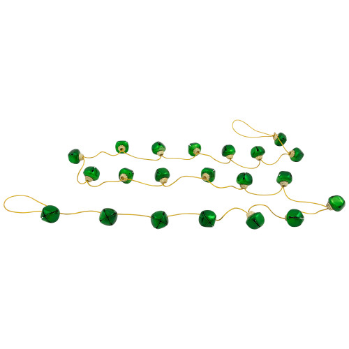 Shiny Metal Jingle Bells Christmas Garland - 7.5' - Green