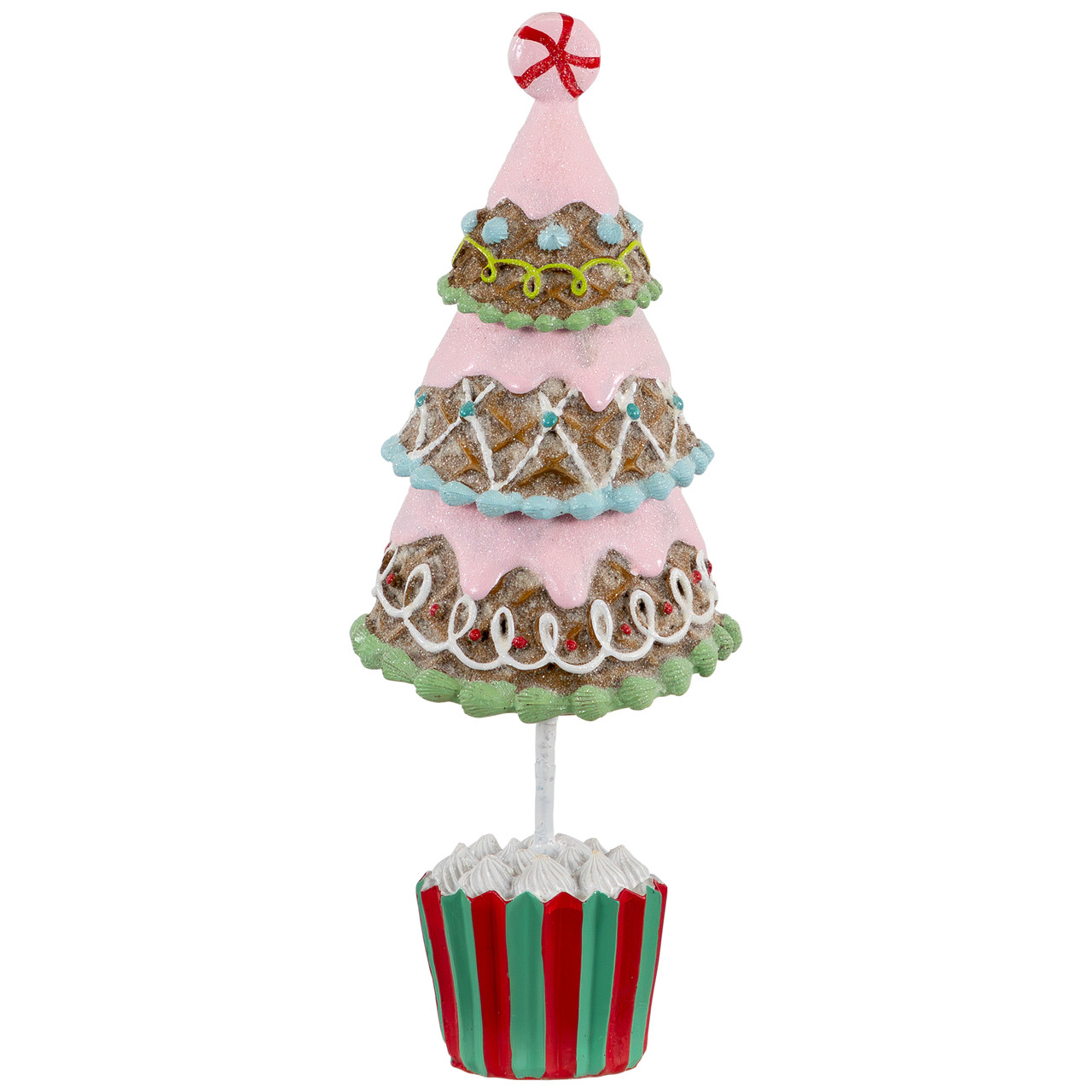 Frosted Waffle Cone Christmas Cupcake Tree - 10.25"
