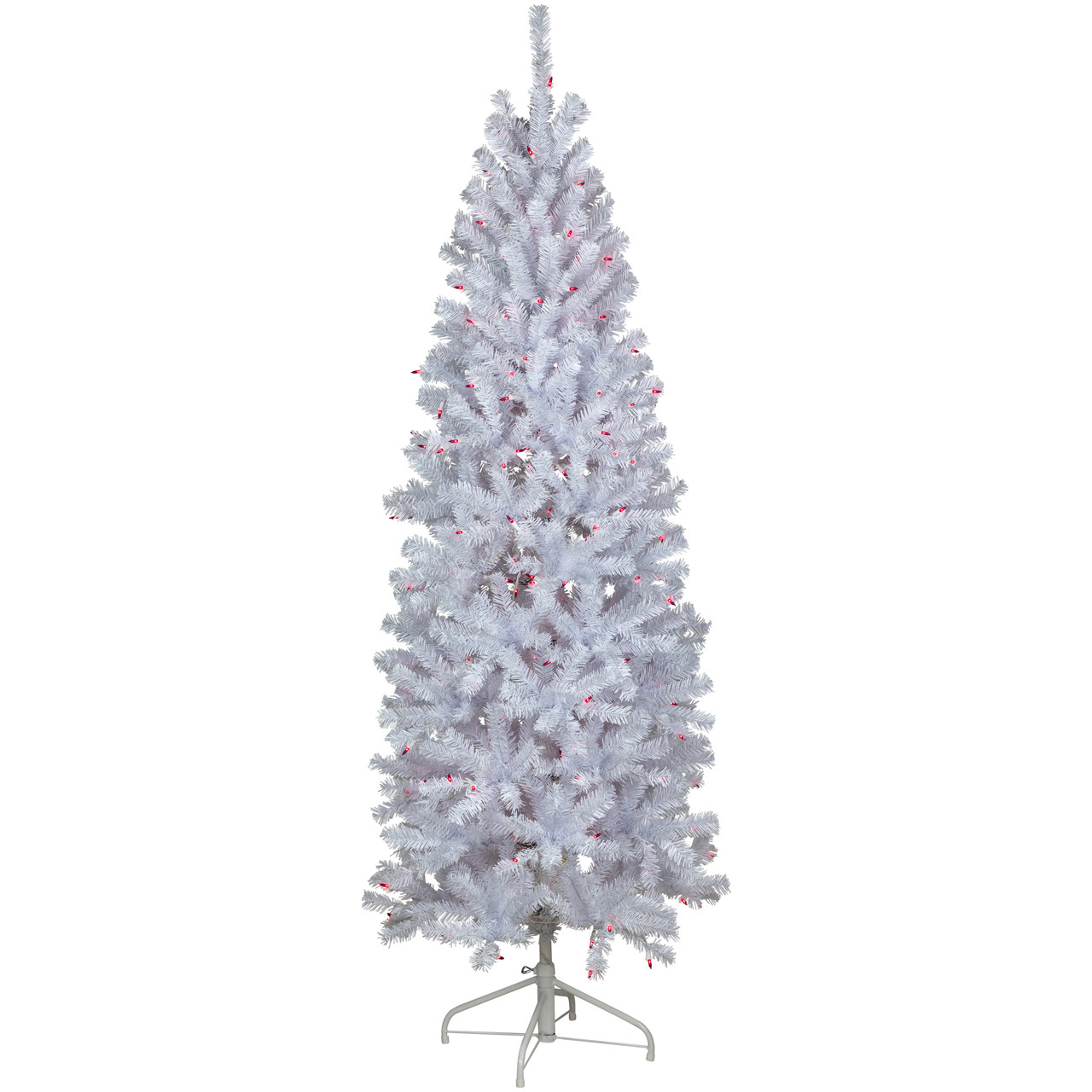 6.5�� Pre-Lit Slim Geneva White Spruce Artificial Christmas Tree, Pink Lights