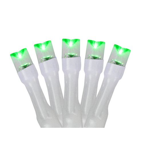 Battery Operated LED Christmas Lights - Green - 9.5' White Wire - 20ct