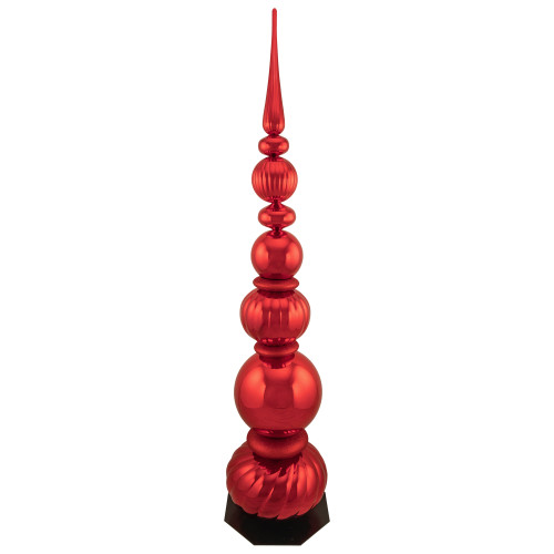 Shiny Ball Finial Tower Commercial Christmas Decoration - 4.5' - Red