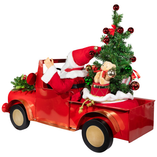 Animated and Musical Santa Driving Vintage Truck Christmas Decoration - 36.5"