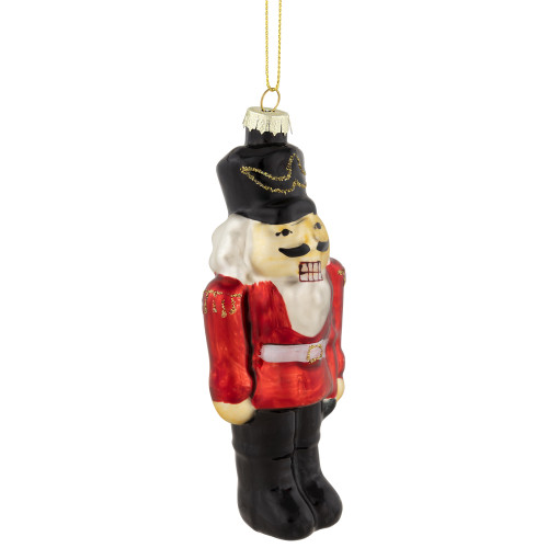 5" Nutcracker Soldier Glass Hanging Christmas Ornament