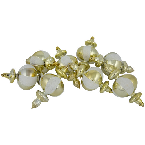 8ct Champagne Shiny Finish Shatterproof Finial Christmas Ornaments, 6"