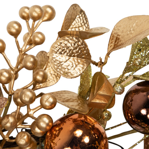 Ball Ornament Glittered Artificial Christmas Wreath - 24" - Gold and Copper Tone