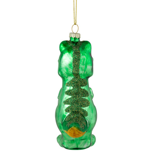 4.75" Green Dinosaur Glass Christmas Ornament