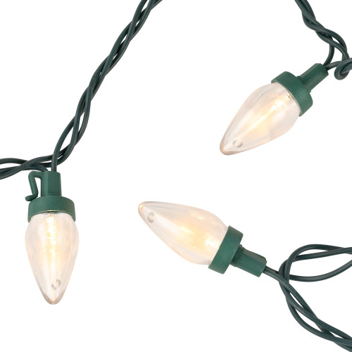 25ct Warm White LED C7 Christmas Lights - 16ft Green Wire