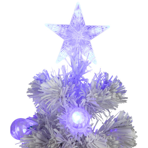 Pre-Lit Medium Iridescent Fiber Optic Artificial Christmas Tree - 4' - White - Blue LED Lights