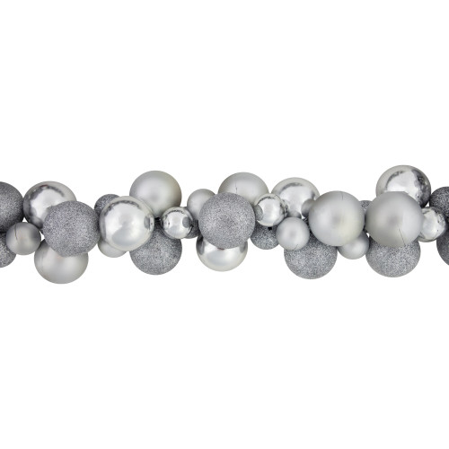 6' Silver Shatterproof Ball 3-Finish Christmas Garland