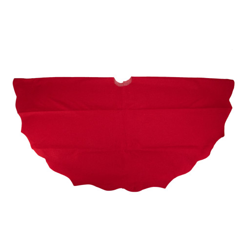 Scalloped Edge Christmas Tree Skirt - 48" - Red