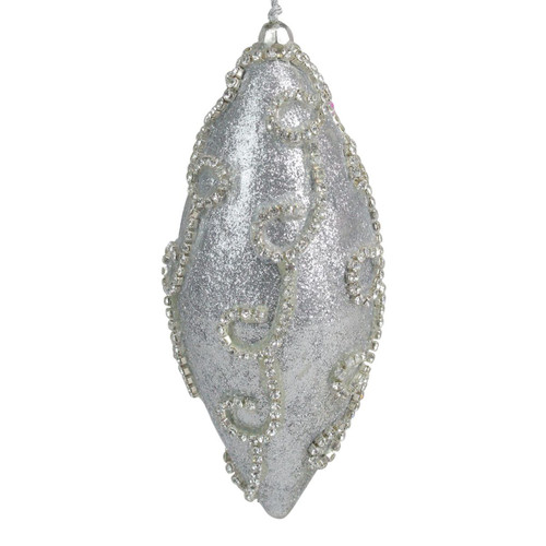 Glitter Silver Shatterproof Christmas Finial Ornament 6"