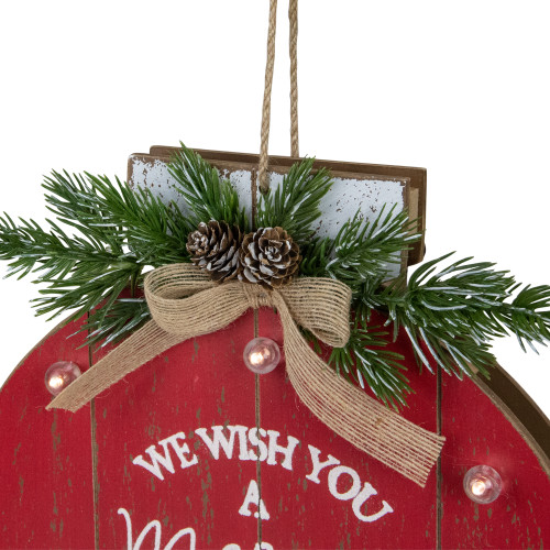 13.75" Battery Operated Red Ornament "We Wish You a Merry Christmas" Wall Sign