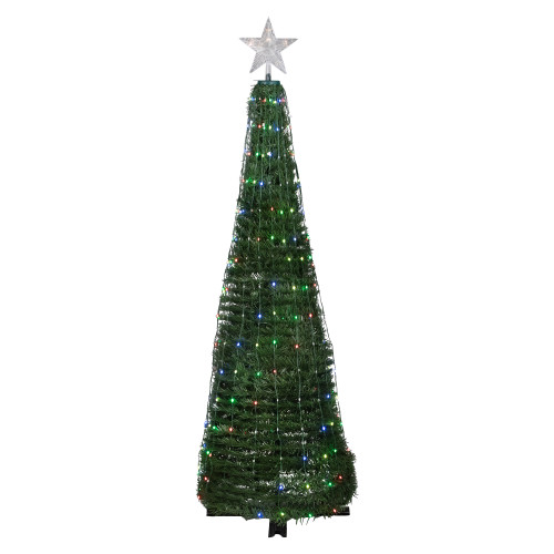 6' Green Color Changing Multiple Function Pop Up Artificial Outdoor Christmas Tree