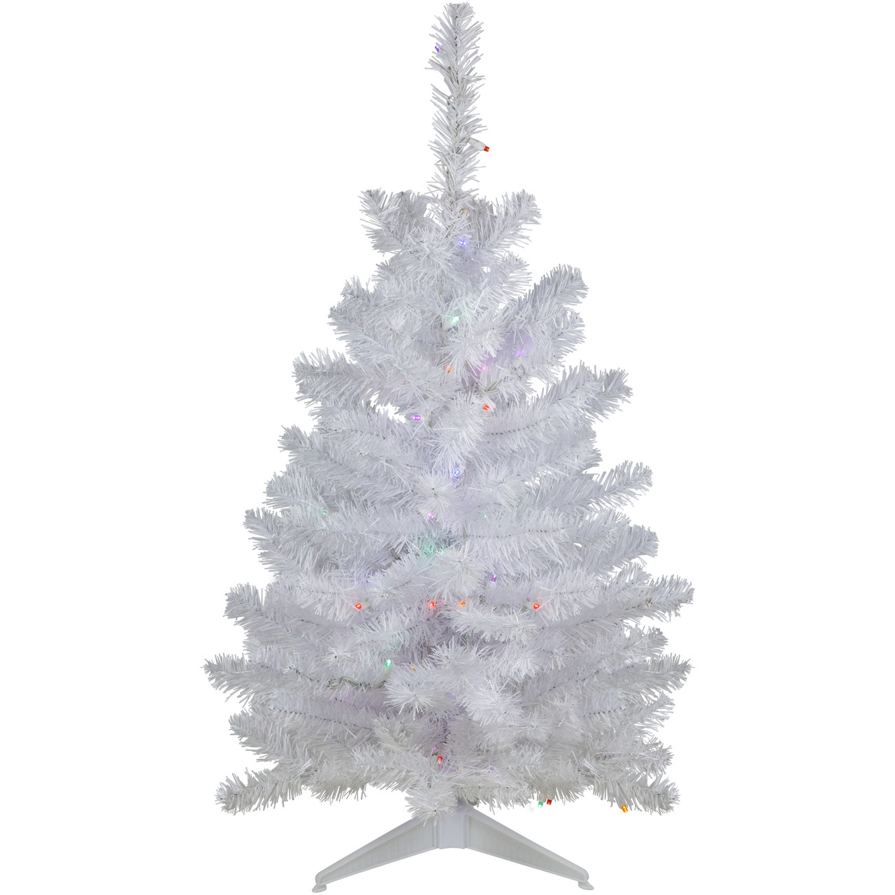 3' Pre-Lit LED Snow White Artificial Christmas Tree, Multi Lights