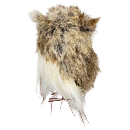 4.75" Brown and White Plush Fur Owl Christmas Ornament